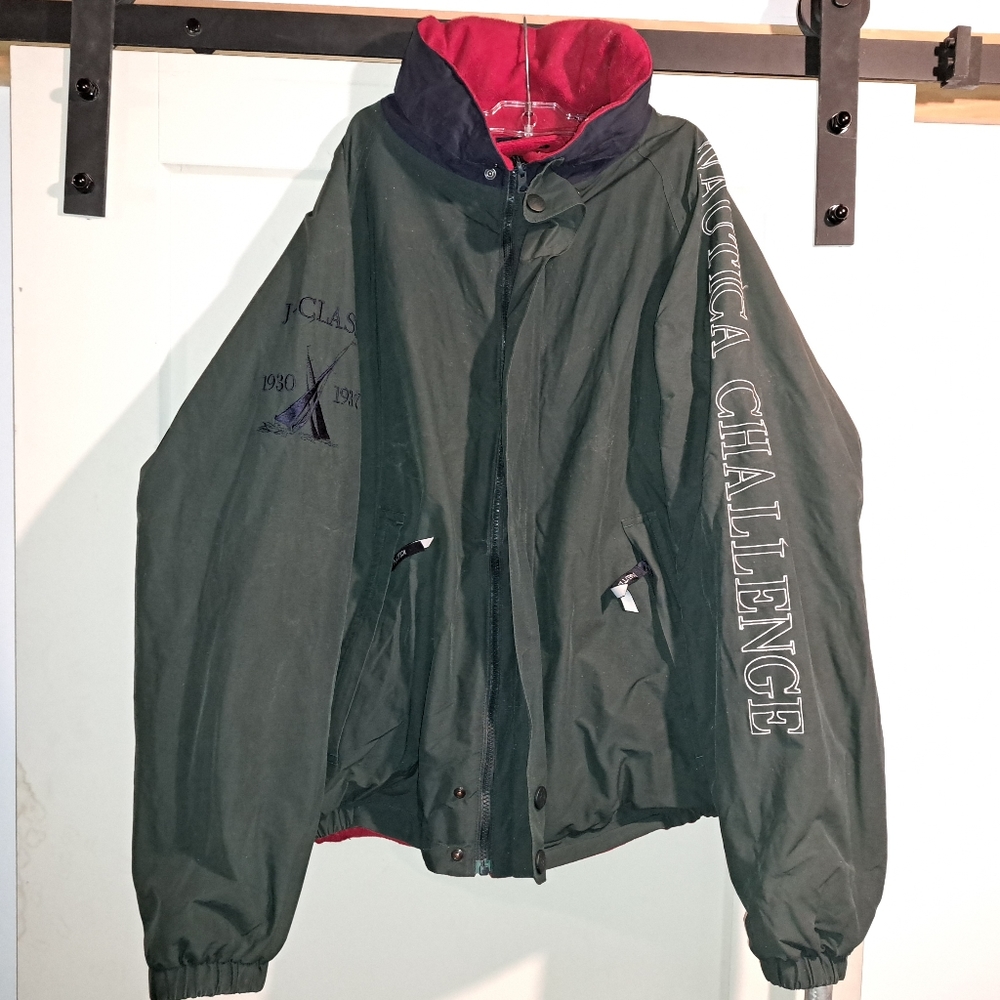 Vintage 90s Reversible Nautica challenge 3 tone fleece jacket